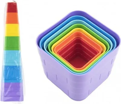 Obrázok produktu pre Kubus pyramídové puzzle plastové štvorcové farebné 7ks 12m+