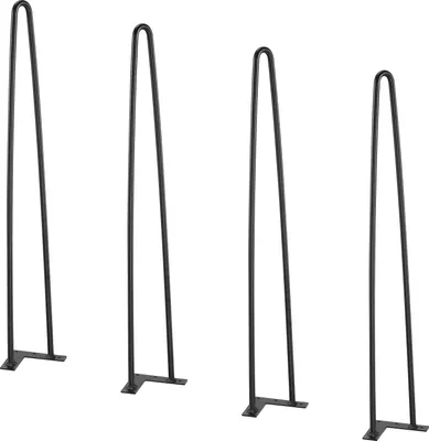 Image de SucceBuy Pieds de meuble en épingle à cheveux, 711,2 MM, métal, projets de bricolage, utilisation à domicile, capacité de charge 226,8 kg, protection en caoutchouc, stable, moderne, 4 STK
