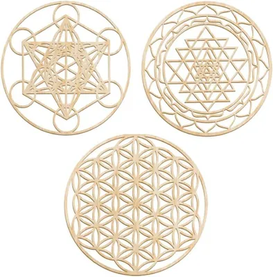 Productafbeelding van Wanddecoratie Chakra - Set van 3 - Metalen Wandpaneel - Mandala - Spiritueel - Meditatie