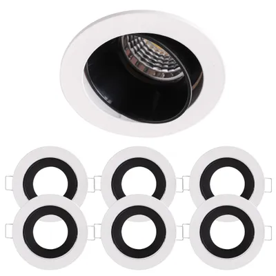 Produktbild von 6x Einbaurahmen Mattes Weiß 677W aus Alu-Druckguss Ø68 mm für MR16, rund, IP20
