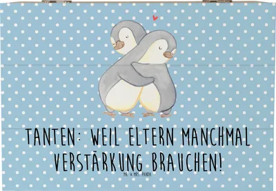 Produktbild von Mr. & Mrs. Panda Box Liebe Tanten 22 x 15 cm - Blau Pastell - Geschenk, Geburtstage, Geschenke, Neffe, Lächeln, Kiste, Schatulle, Spaß, holzschachtel, schatztruhe, Eltern