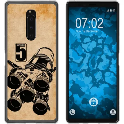Produktbild von PhoneNatic Case kompatibel mit Sony Xperia 1 Silikon-Hülle Space Moon Rocket M3