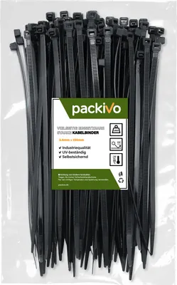 Produktbild von PACKIVO Profi Kabelbinder 3,6 x 150mm schwarz extra starke Kabelbinder Industriequalität UV Beständig Zugfestigkeit 18Kg für Kabelmanagement, DIY