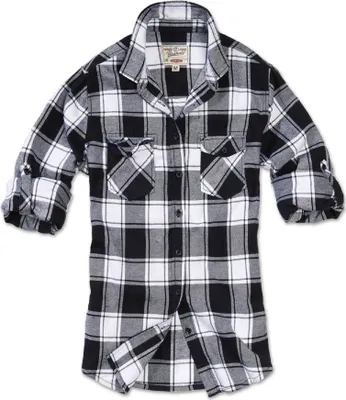 Produktbild von Brandit Damen Amy Flannel Langarm-Shirt Größe L Farbe Weiß/Schwarz