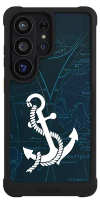 Produktbild von NIVOCASE Hülle für Samsung Galaxy S26 Ultra  Stoßfeste Handyhülle NIVOmax Case Schwarz Anker Landkarte Segeln