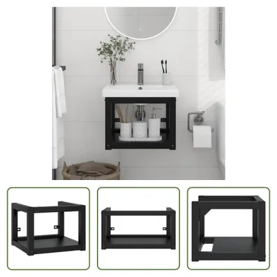 Immagine prodotto di The Living Store Telaio per lavabo a parete da bagno nero 40x38x31 cm in ferro