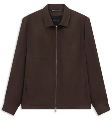 Produktbild von Bugatti Herren Blouson Hemdkragenjacke aus 100% Leinen mit sichtbarem Reißverschluss