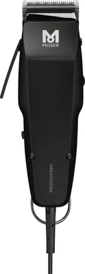 A black Moser hair clipper is shown against a white background.