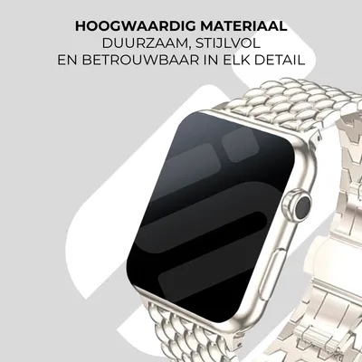 Produktbild von Stahl Smartwatch Armband - Passend für Apple Watch Stahl Drachenband - starlight - Strap-it Uhrenarmband / Armband / Armband - Größe: 38 / 40 / 41 / 42mm