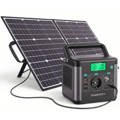Produktbild von Tragbare 300W (Spitzenwert 600W) Power Station Powerstation 222Wh Solarspeicher Solar Generator Solargenerator Stromerzeuger mit 100W Solarpanels