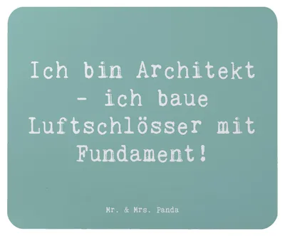 Produktbild von Mr. & Mrs. Panda Mousepad Spruch Architekt Luftschlösser - Meeresbrise - Geschenk, mauspad laptop, technisch, Berufsliebe, Präzision, pc mausunterlage, Beruf, Visionen