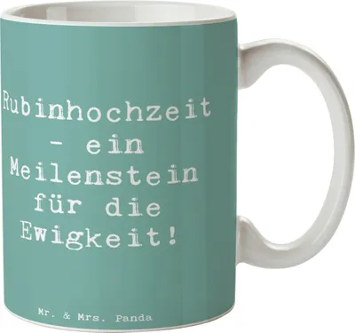 Produktbild von Mr. & Mrs. Panda Tasse Spruch 40. Hochzeitstag Rubinhochzeit - Meeresbrise - Geschenk, Heiraten, romantische Sprüche, Beständigkeit, Becher, Kaffeetasse, Ehe, Heirat
