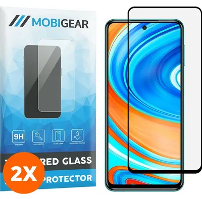 Produktbild von Mobigear Premium Displayschutzfolie für Xiaomi Redmi Note 9 Pro, gehärtetes Glas, Panzerglasfolie - Kompatibel mit Hüllen - Schwarz (2er Pack)
