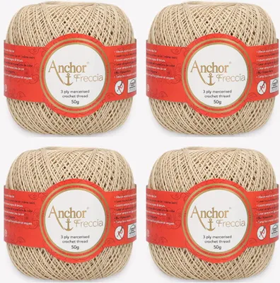 Image de 4 pelotes Anchor Freccia 12 – fil de coton fin pour le crochet (couleur 00286)