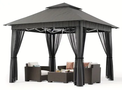 Produktbild von Partyzeltt – Gartenpavillon – Pavillon – Aufstellzelt – Faltzelt – 3,35 x 3,35 m – Wasserdicht mit Moskitonetz
