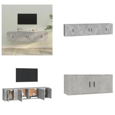 Produktbild von vidaXL 3 tlg. TV Schrank Set Betongrau Holzwerkstoff - TV-Schrank-Set - TV-Schrank-Sets - TV-Schrank - TV-Ständer