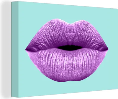 Produktbild von OneMillionCanvasses® - Leinwandbilder - 150x100 cm, Lippen - Pastell - Lila, Wandbilder Kunstdruck Wanddekoration