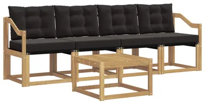 Produktbild von vidaXL Outdoor-Sofagarnitur mit Kissen 5 pcs Weiß und Schwarz