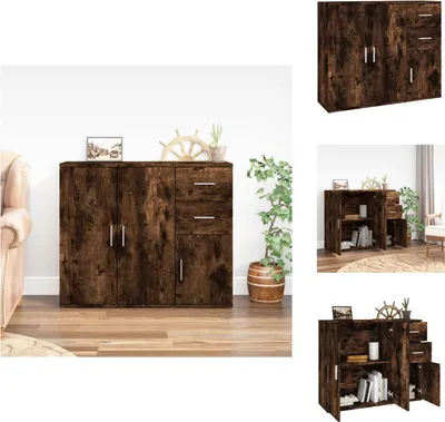 Produktbild von vidaXL Sideboard Räuchereiche 91x29,5x75 cm Holzwerkstoff -  Sideboards