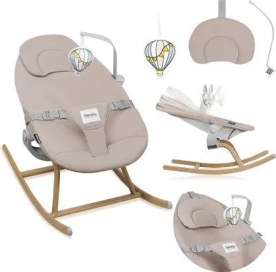 Produktbild von Babywippe Lionelo Dalia Rocker  von Geburt bis 9 kg - Ergonomischer Sitz - Abnehmbarer Bügel mit Spielzeug - 3 Sitzverstellpositionen - Pflegeleichte