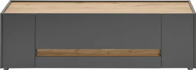 Produktbild von Wohnzimmer TV Lowboard modern CRISP-61 in anthrazit mit Absetzungen in Wotan Eiche Nb., B/H/T: ca. 140/40/45 cm