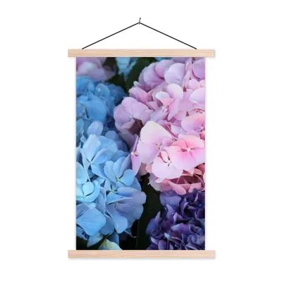 Produktbild von MuchoWow® Textilposter Blumen - Strauch - Hortensie - Botanisch 40x60 cm mit holzfarbenen Rahmen - Poster