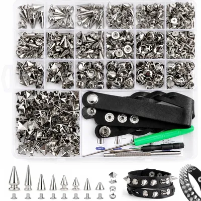 Immagine prodotto di Set di rivetti decorativi da 640 pezzi per abbigliamento e progetti fai-da-te