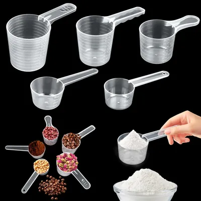 5er-Set Messlöffel, transparent, 20–60 g, mit Skala