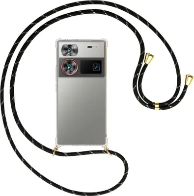 Produktbild von Handykette Backcover-Schutzhülle mit Band (Metall goldfarben) für ZTE nubia Z60 Ultra 5G - schwarz/gold