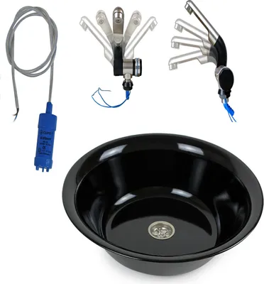 Image de Évier en acier inoxydable Lave-mains Camping 32cm Ø Foncé Camping-car +++