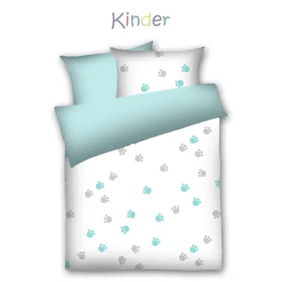 Produktbild von Dyckhoff Weichfrottier Kinder Bettwäsche 'Pfötchen' 100 x 135 cm Blau