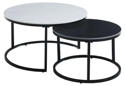 Obrázek produktu pro Set kulatých konferenčních stolků TIBUR - bílý / černý