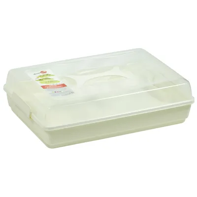Immagine prodotto di Contenitore per dolci in plastica con coperchio, rettangolare 44x30cm, lavabile in lavastoviglie, color crema