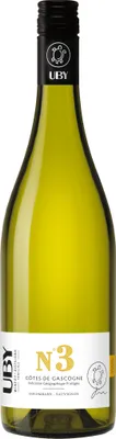 A bottle of white wine against a white background.
