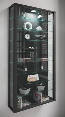 Produktbild von VCM Glasvitrine hängend | Vitrine Glas mit ESG-Sicherheitsglas | Maße: H. 114 x B. 59 x T. 18 cm | Hängevitrine Glas | Modern und platzsparend | Glas Vitrinenschrank - Vitrosa Maxi