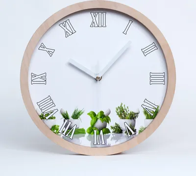 Produktbild von Holzuhr 25fi cm wanduhr - weiße Spitzen - Kräuter