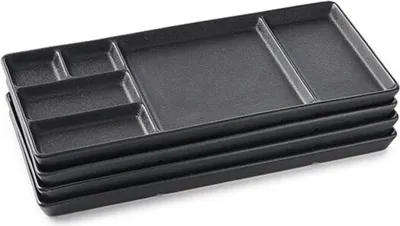 Set 6 Piatti Per Fonduta E Raclette - Porcellana, 24cm, 4 Scomparti, Lavabile In Lavastoviglie - Foto 4