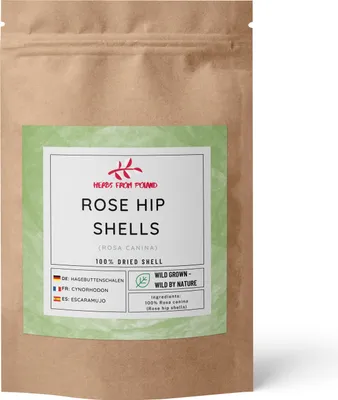 Produktbild von Herbs from Poland Hagebuttenschalen – Reich an Vitamin C, B-Vitaminen, E, K und Mineralien wie Kalzium, Kalium, Magnesium, Phosphor und Eisen - 1 kg