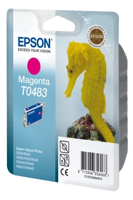 Obrázok produktu pre Epson Seahorse Inkoustová Magenta T0483, Purpurová, Atrament na pigmentovej báze, 1 kusov