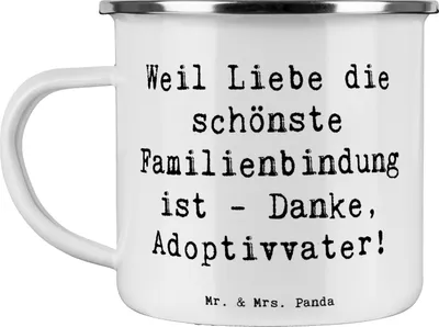 Produktbild von Mr. & Mrs. Panda Teetasse Spruch Danke Adoptivvater - Weiß - Geschenk, Teebecher, Familie, einzigartige Designs, Verwandte, Pott, Campingbecher, handgemacht, Dankeschön