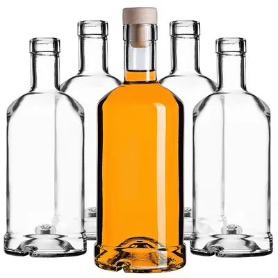 Productafbeelding van Glazen flessen met kurk - Set van 5 - 500 ml - Lege flessen voor het vullen van likeur en wijn - Wijnflessen