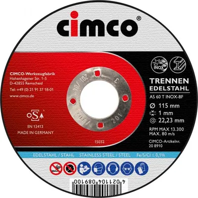 Obrázek produktu pro Cimco 208912, Řezací disk, Plochý, Nerezová ocel, Jakékoliv značky, 12,5 cm, 1,2 mm