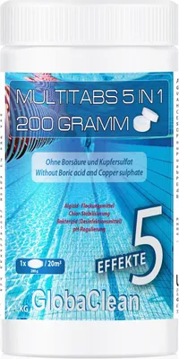 Produktbild von 1 kg Pool Chlor Multitabs 5in1 200g
