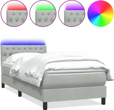 Immagine prodotto di Letto a Molle con Materasso e LED Grigio Chiaro 80x220 cm Velluto