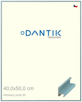 Obrázok produktu pre Rám DANTIK 40x50 | ALU profil 6030 Dýha sfarbená do modra (Plexi Clear)