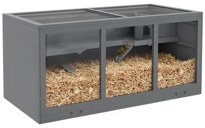 Productafbeelding van Dwerghamsterkooi, knaagdierenkooi, kooi voor kleine dieren, afsluitbaar, hout, gemakkelijk schoon te maken, grijs