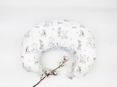Zdjęcie produktu dla Poduszka do karmienia z regulacją – kolekcja Teddybear – poduszka do karmienia z zapięciem, płaska poduszka do karmienia