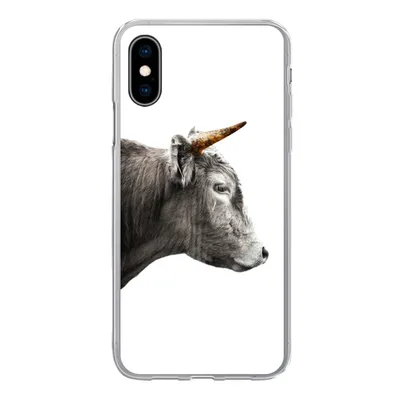 Produktbild von MuchoWow® Handyhülle Schutzhülle Hülle für iPhone X Schottischer Highlander - Horn - Gold Silikon Softcase Handy Hülle - Handyhülle