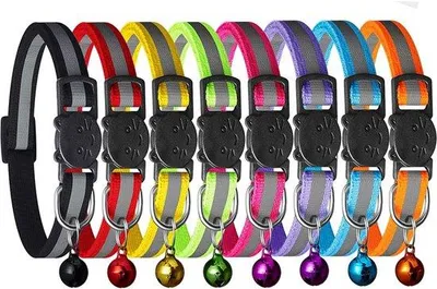 Produktbild von Klettband-Set für Katzen - Sicherheits-Halsbänder - Schnellverschluss - Reflexbänder - Anpassbare Größe - 19-32 cm - für Haustiere