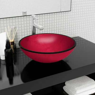 Image de VIDAXL WASHBAIN 42X14 cm Temperiertes Glasrot